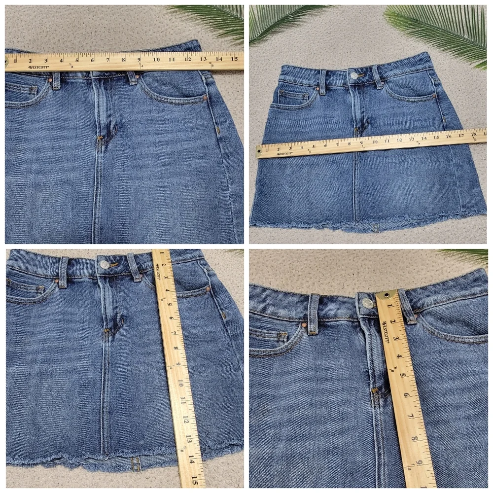 Pacsun Los Angeles Blue Wash Raw Hem Denim‎ Cut-Off Mini Skirt Size 23